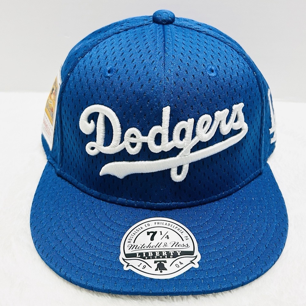 Mitchell & Ness Los Angeles Dodgers Script Liberty Fitted Hat Cap 7 1/4 Blue MLB - Picture 2 of 7